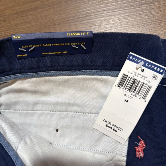 NWT Polo Ralph Lauren Men's 34 Navy All Over Pony Classic Fit 9" Shorts Navy Red - Picture 7 of 10